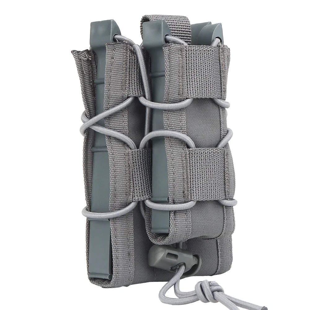 Tacctical Molle Double Magazine Pouch 9mm/7.62/5.56mm Pistol Rifle Mag Pouch M4 AR15 AK Glock 17 Universal Fast Attach Carrier