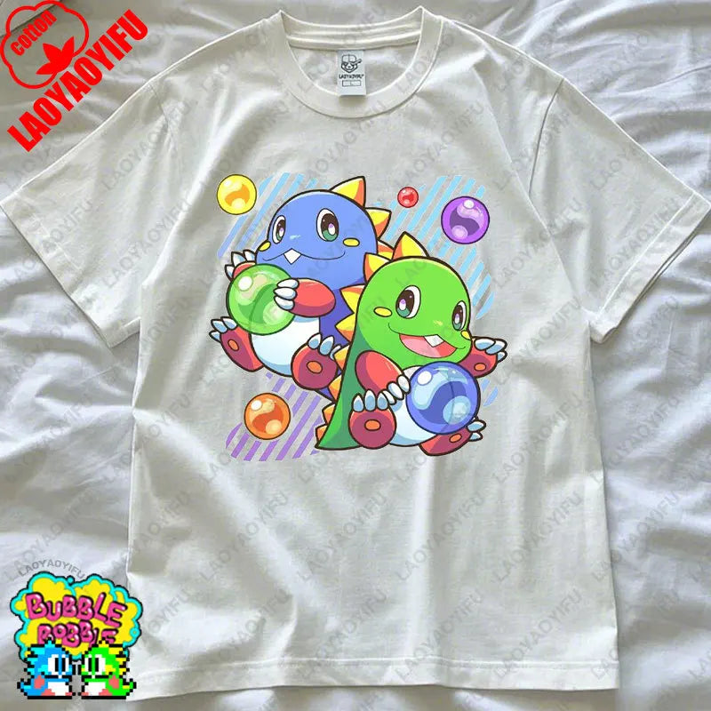 Bubble Bobble Game Graphic T Shirts Gaming Meme Gamer Funny Retro Cult Movie Music Tops Cool Gift Men Woman Cotton Tees T-Shirt