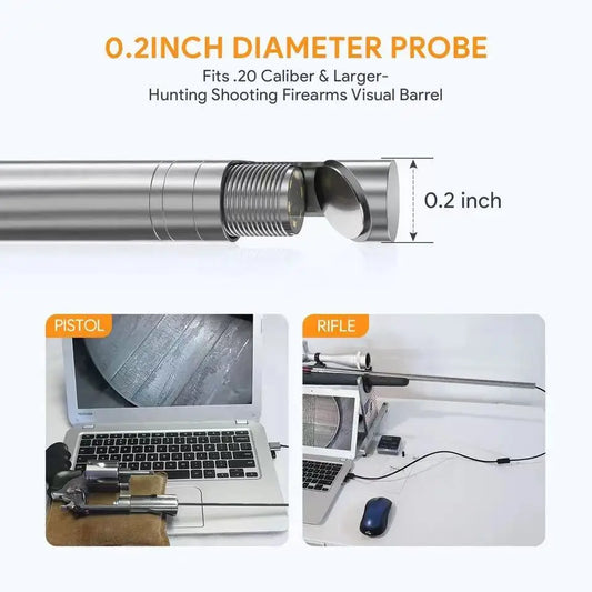 Rifle Weapon Borescope Camera, 0.2inch Digital Hunting Cleaning Scope with LED Light Side View Use on Android PC
