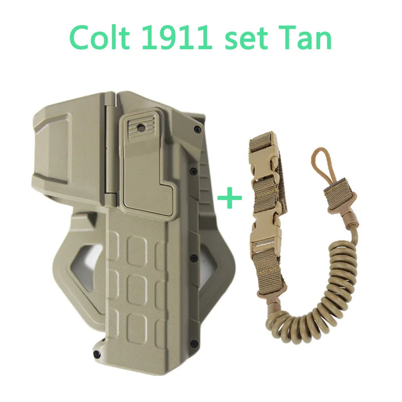 Movable Gun Holsters for Colt 1911 Glock 17 18 Airsoft Pistol Gun Holster Fit Flashlight or Laser Mounted Right Hand with Sling