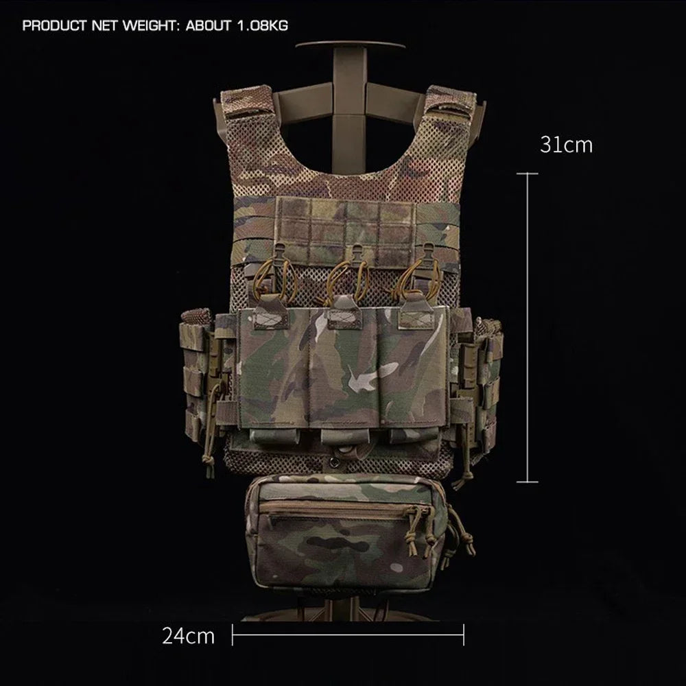 Tactical OTB LV119 Vest Quick Release Cummerbund with Triple 5.56 Mag Pouch Airsoft Hunting Vest Rear Overt Plate Bag