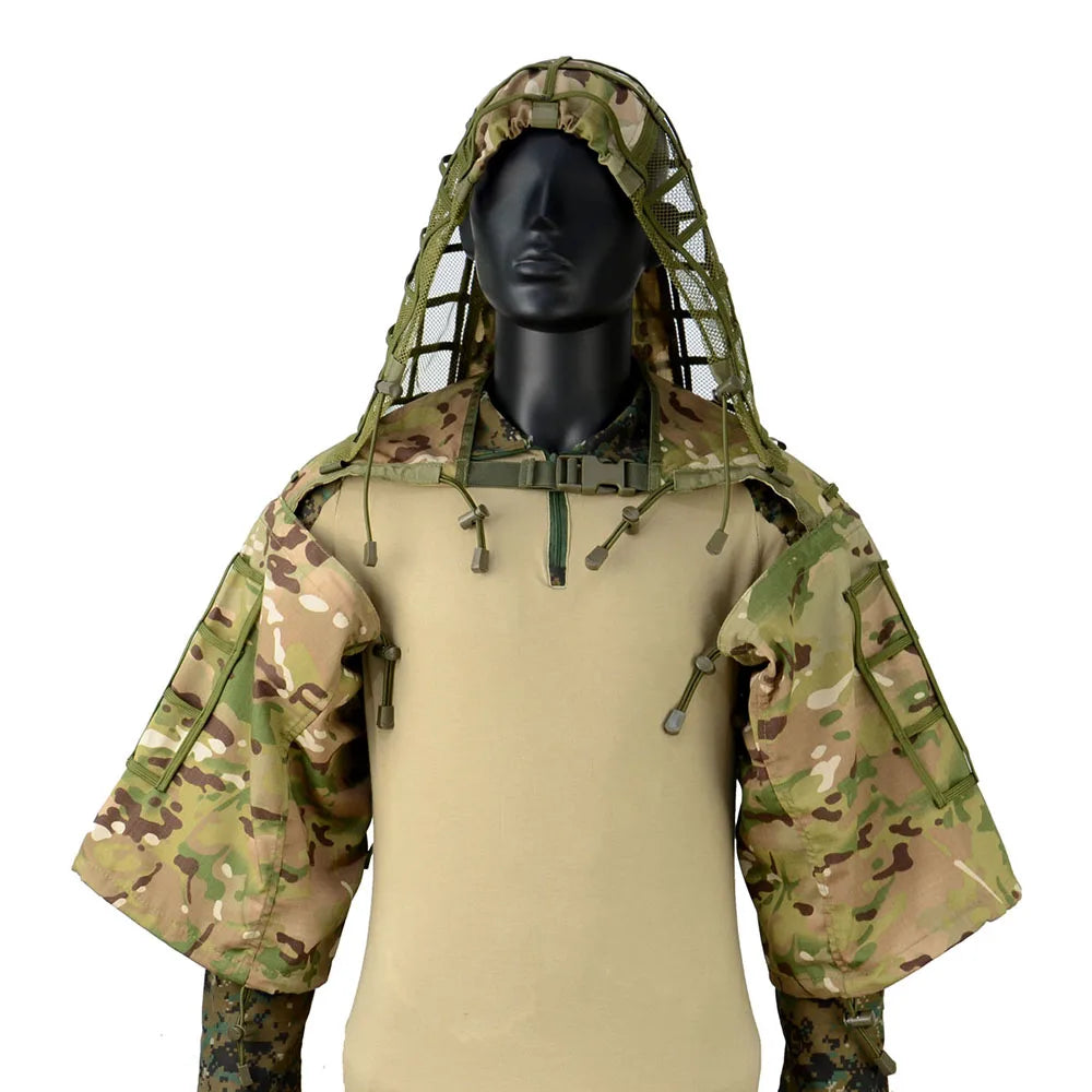Ghillie Suit Foundation Tactical Sniper Coat Viper Hoods Camouflage Clothes For Airsoft Paintball Hunting Accessories, Ripstop