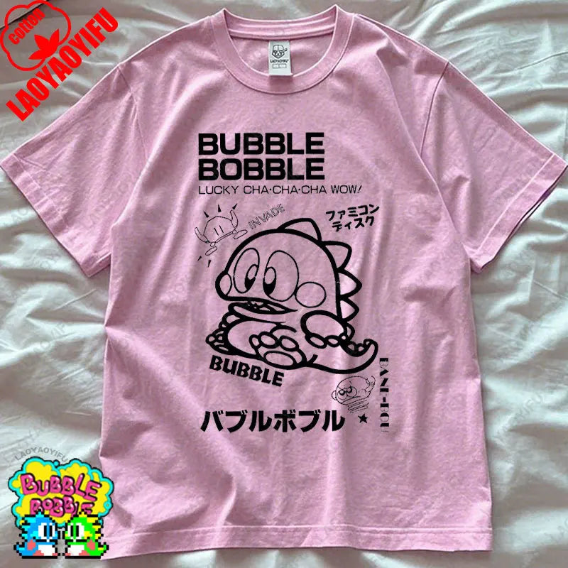 Bubble Bobble Game Graphic T Shirts Gaming Meme Gamer Funny Retro Cult Movie Music Tops Cool Gift Men Woman Cotton Tees T-Shirt
