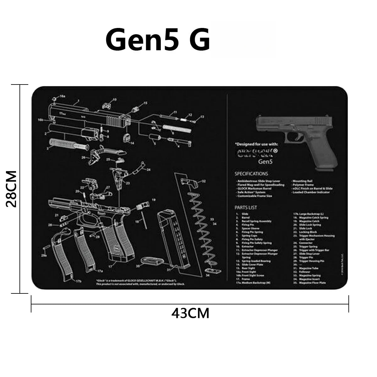 Gun Cleaning Rubber Mat Mouse Pad Parts Diagram For AR15 AK47 Remington 870 K98K MP5 G17 CZ-75 1911 Bere 92 PX4 Walther PPQ