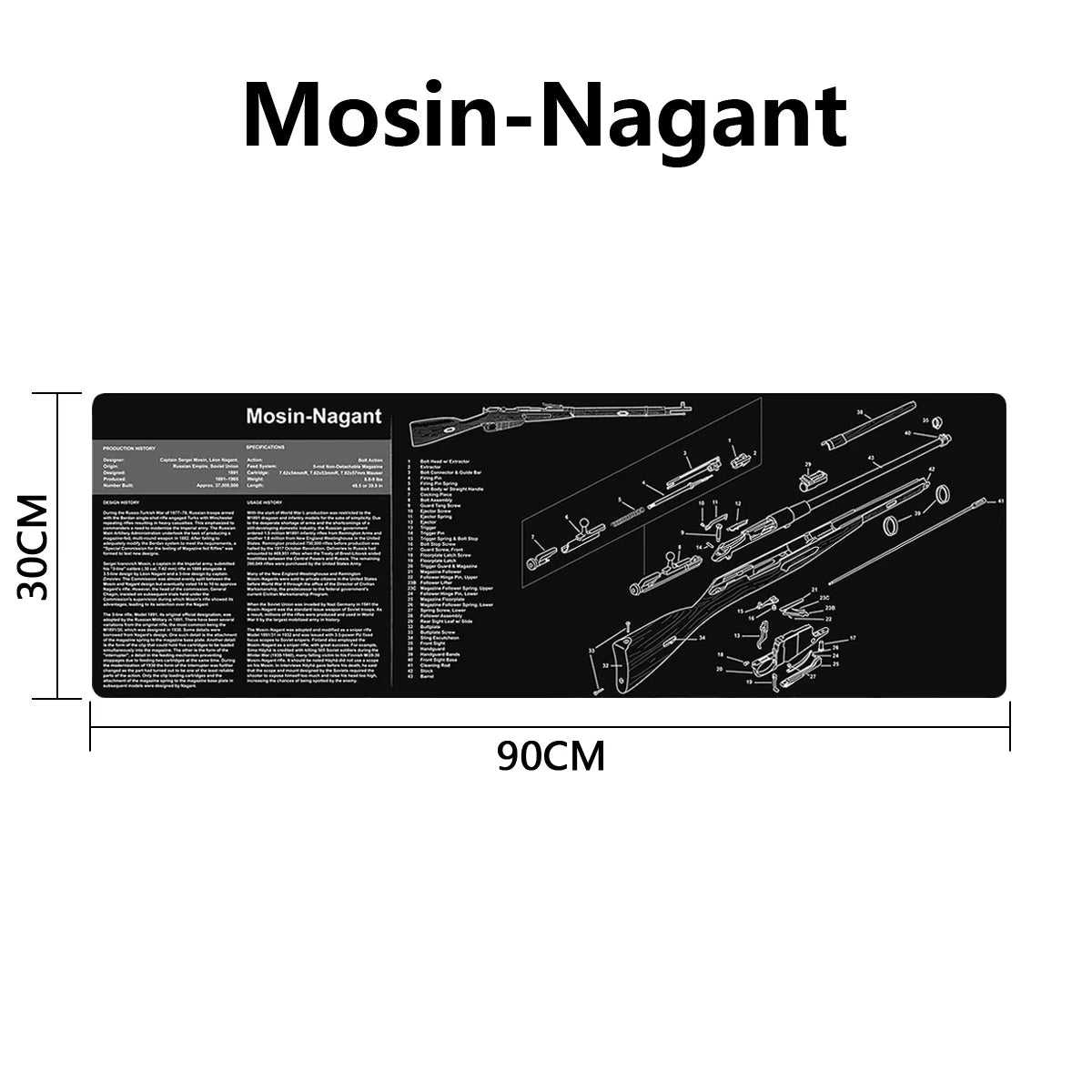 Gun Cleaning Rubber Mat Mouse Pad Parts Diagram For AR15 AK47 Remington 870 K98K MP5 G17 CZ-75 1911 Bere 92 PX4 Walther PPQ