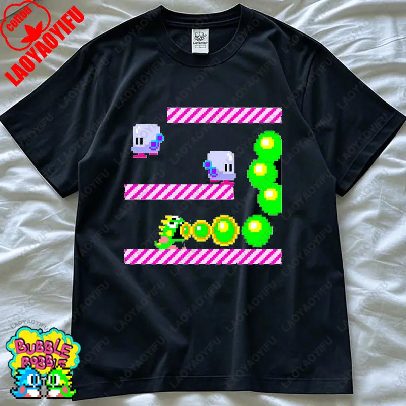 Bubble Bobble Game Graphic T Shirts Gaming Meme Gamer Funny Retro Cult Movie Music Tops Cool Gift Men Woman Cotton Tees T-Shirt