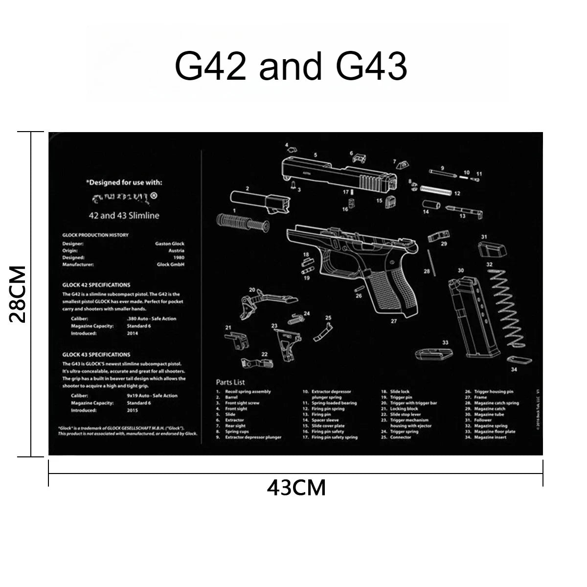 Gun Cleaning Rubber Mat Mouse Pad Parts Diagram For AR15 AK47 Remington 870 K98K MP5 G17 CZ-75 1911 Bere 92 PX4 Walther PPQ