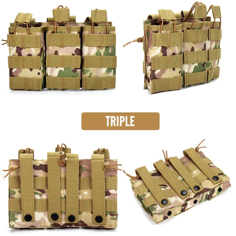 1000D Tactical Magazine Pouch Double/Triple/Quadruple Mag Pouch Airsoft Ak 7.62/5.56mm M4 Ar Rifle Hunting Accessories