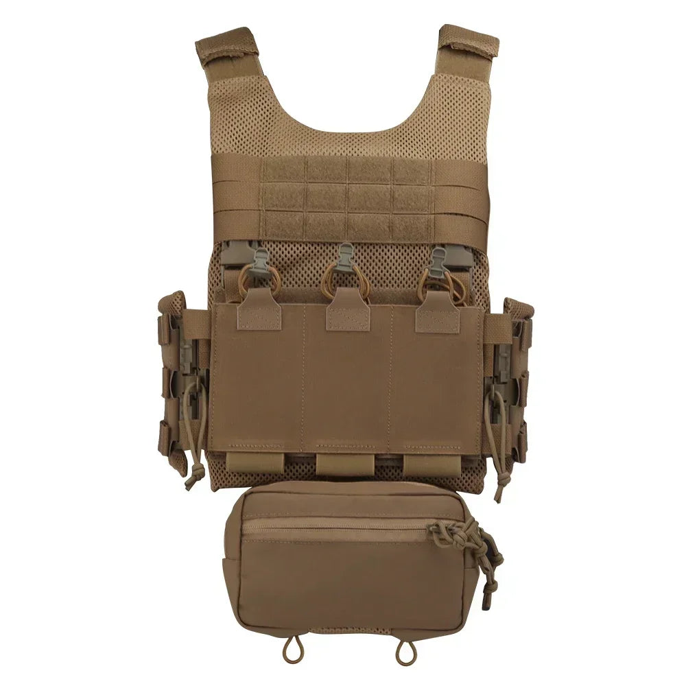 Tactical OTB LV119 Vest Quick Release Cummerbund with Triple 5.56 Mag Pouch Airsoft Hunting Vest Rear Overt Plate Bag