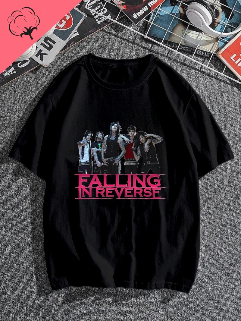 Falling in Reverse Is A Famous Post-hardcore Band Printed T-shirt From The United States,A Classic Punk Rock Style Cotton Tshirt