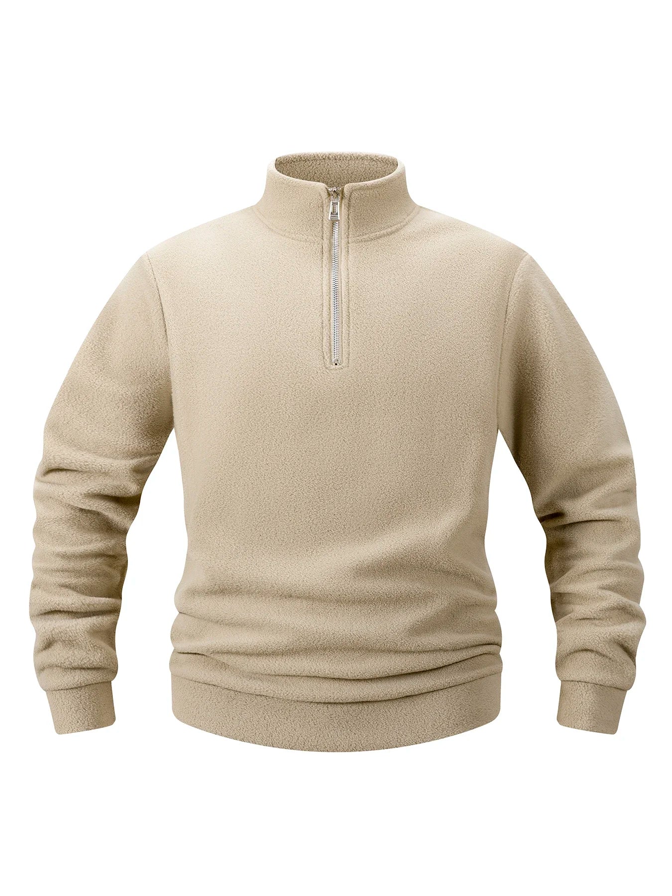 Men's Fleece Half Zipper Pullover Autumn Thicken Warm Sweatshirts Stand Up Collar Loose Casual Long Sleeve Sportswear Clothing