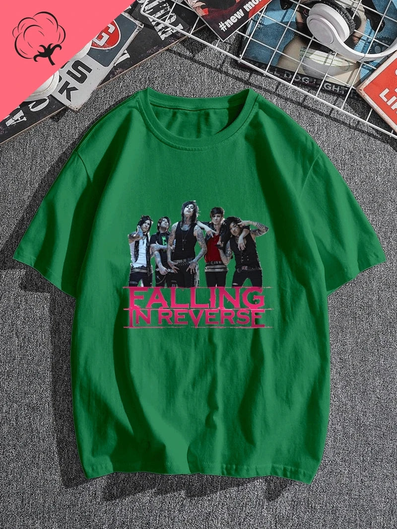 Falling in Reverse Is A Famous Post-hardcore Band Printed T-shirt From The United States,A Classic Punk Rock Style Cotton Tshirt