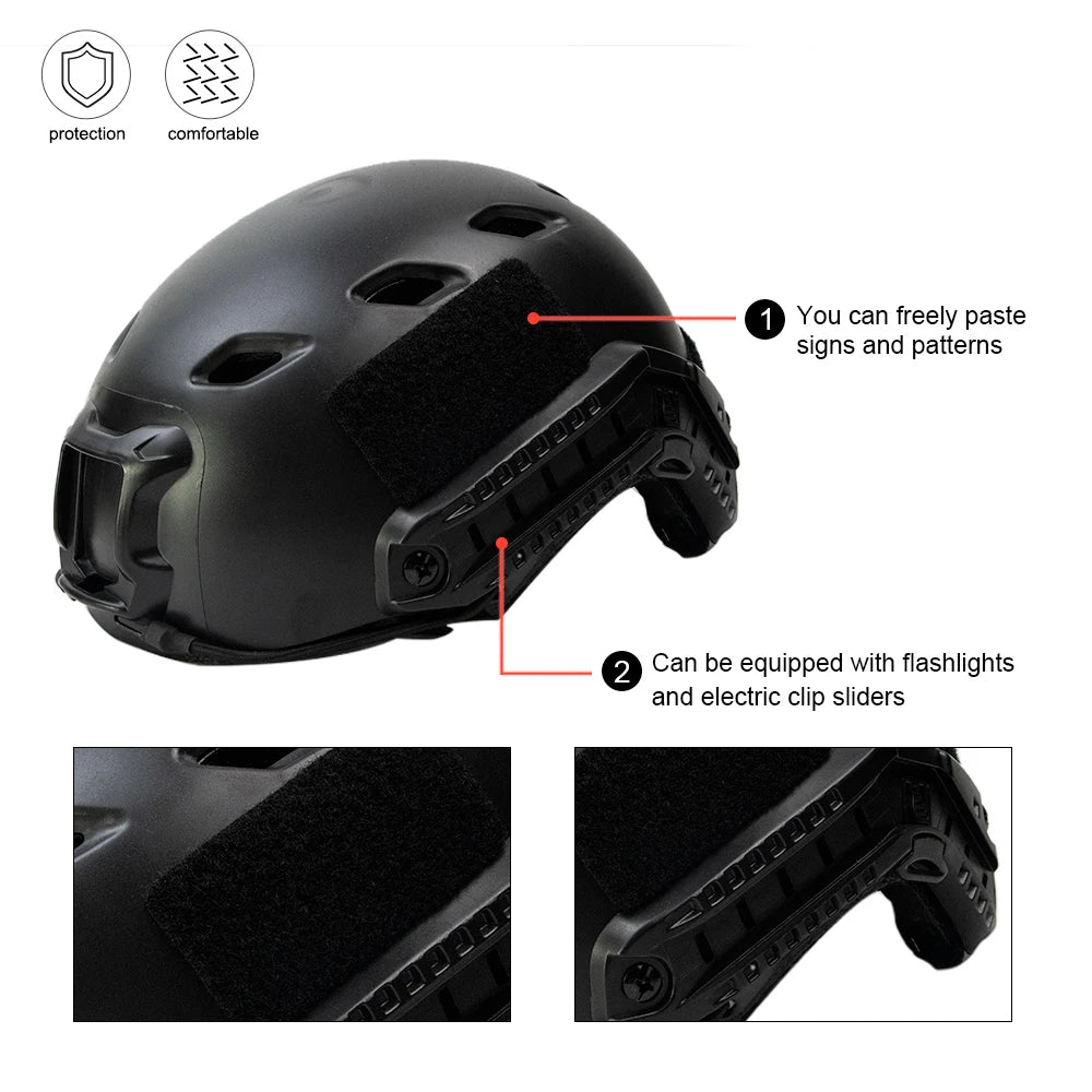 BOOIU FAST Tactical BJ Type Helmet Airsoft Protective Paintball Combat Helmet Riding CS Game Head Protector ABS Fast Helmets