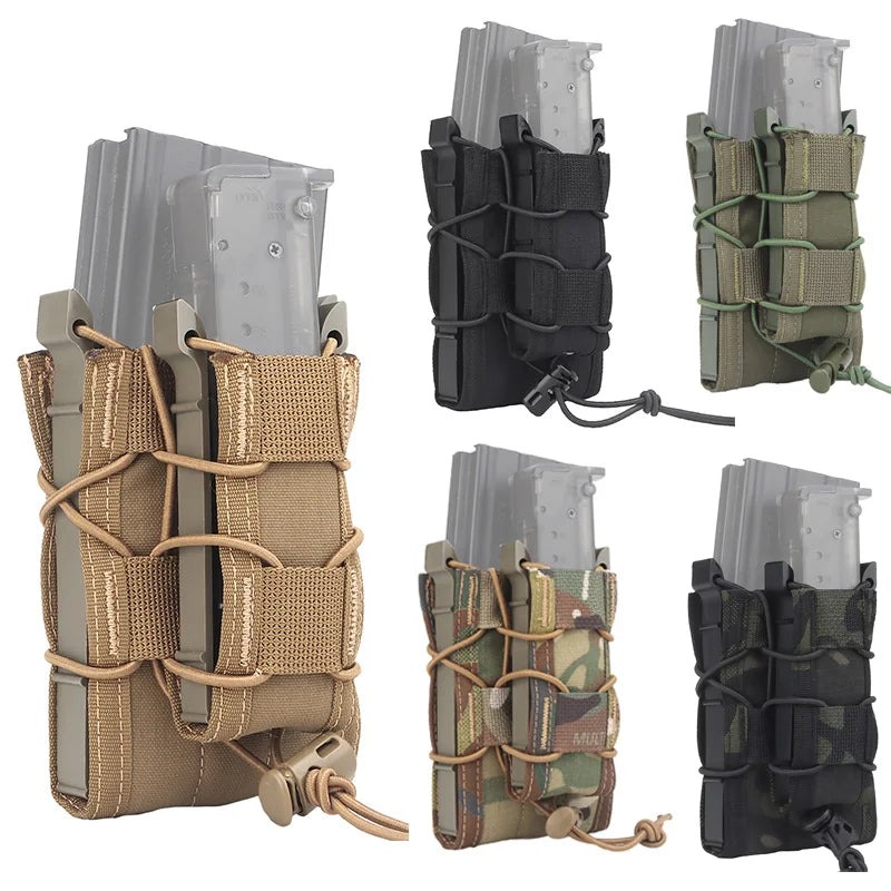 Tacctical Molle Double Magazine Pouch 9mm/7.62/5.56mm Pistol Rifle Mag Pouch M4 AR15 AK Glock 17 Universal Fast Attach Carrier