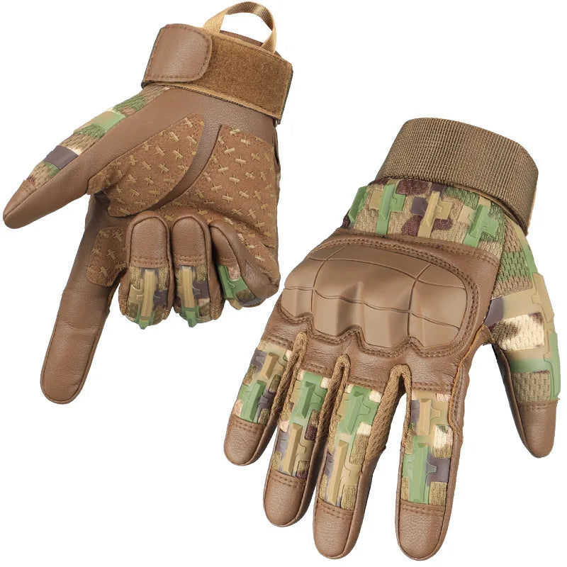 Touch Screen Cycling Gloves PU Leather Airsoft Hunting Shooting Hiking Bicycle Outdoor Sport Riding Bike Protective Men