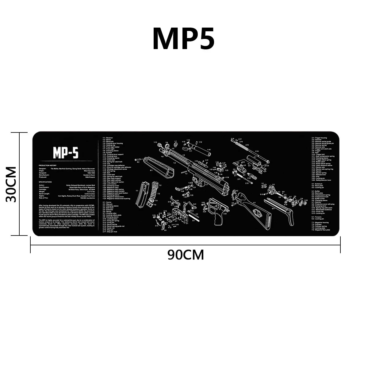 Gun Cleaning Rubber Mat Mouse Pad Parts Diagram For AR15 AK47 Remington 870 K98K MP5 G17 CZ-75 1911 Bere 92 PX4 Walther PPQ