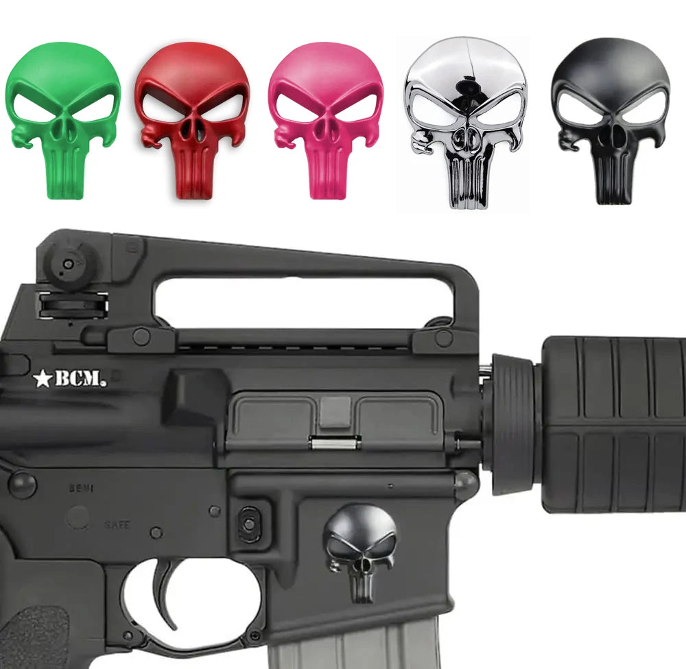 New Skull Metal Sticker for AR15 AR10 AK47 M4 M16 1911 USP M92 Glock G17 19 22 43x Airsoft Rifle Pistol Gun Hunting Accessories