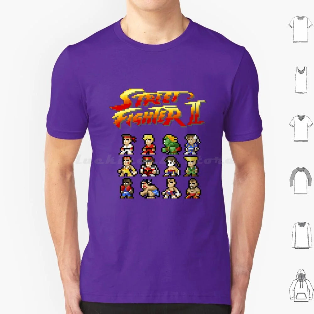 2 Characters Pixel Art T Shirt 6xl Cotton Cool Tee 2 Ii Blanka Ryu Ken Chun Li Sagat Balrog Dalshim Bison Vega Guile Zangief