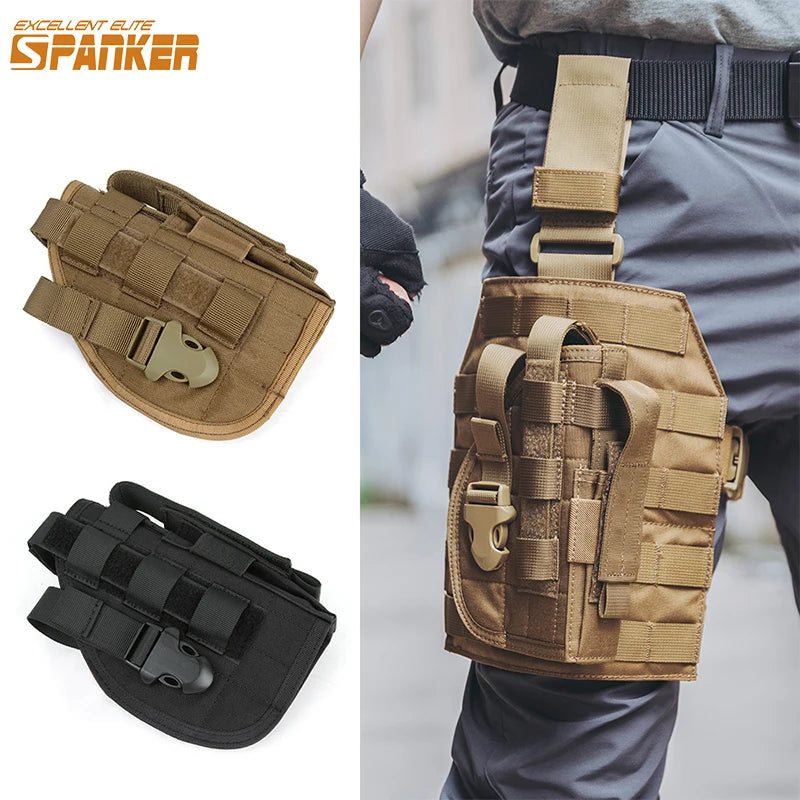 Tactical Molle Pistol Holster Right Hand Gun Holster Magzine Pouch Glock 17/1911 Airsoft Hunting Accessories