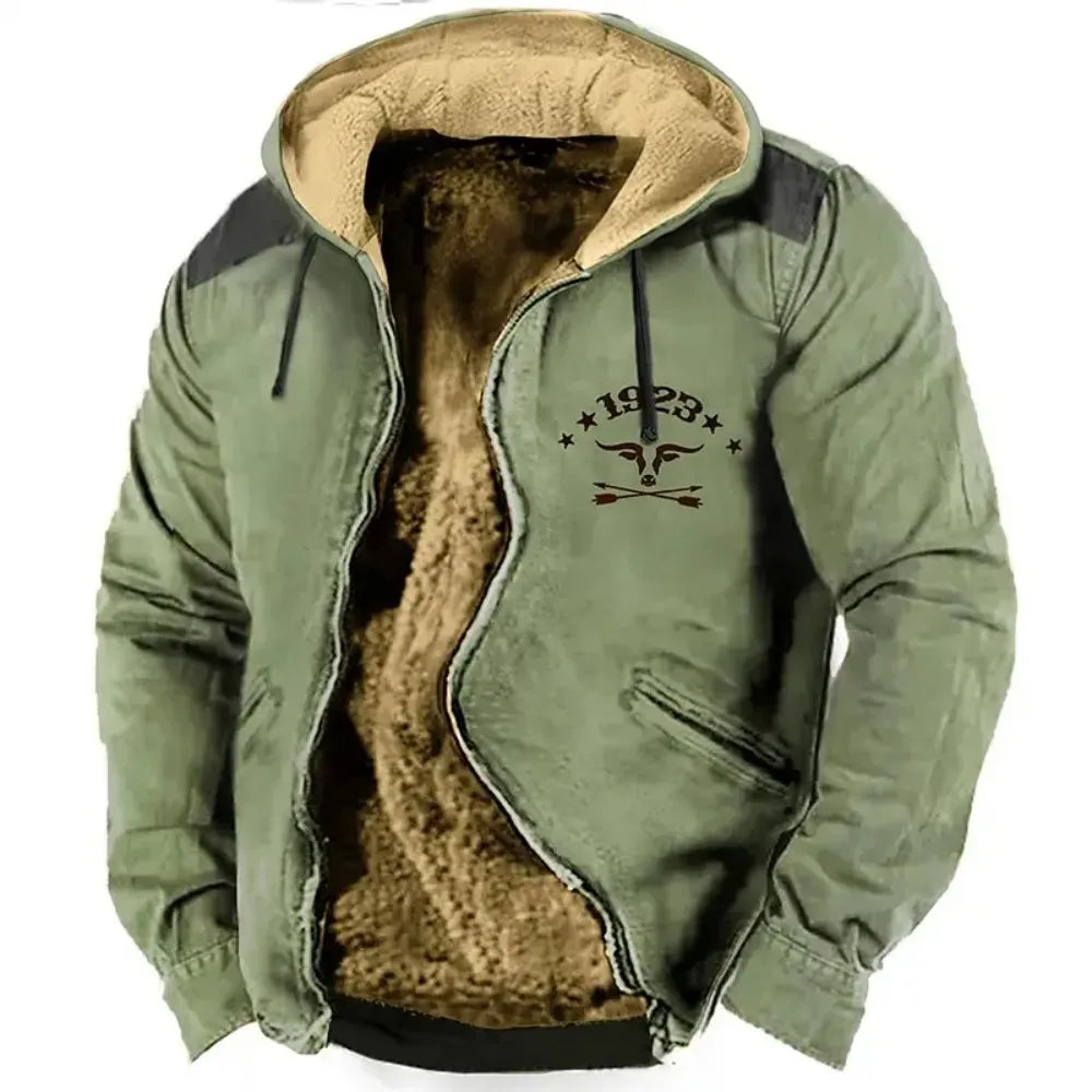 Men's Zipper Hoodies CowBoy Color Block Stitching Winter For Men/Women Clothing Long Sleeve Sweatshirt Jacket Outerwear