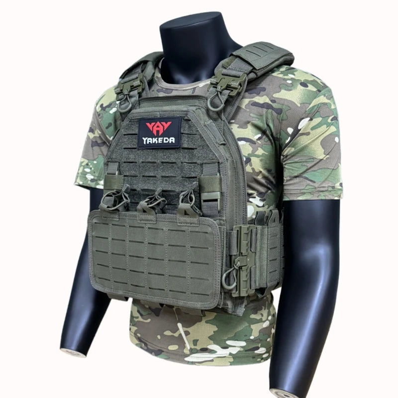 YAKEDA Tactical Vest 6094 - Durable Outdoor Hunting Vest with Molle Webbing, Adjustable Fit, Lightweight for Airsoft & Survival