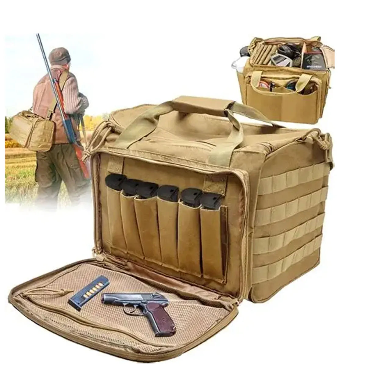 Tactical Handgun Bag Waterproof Military Shoulder Bag Tactical Accessories Training Shooting Range Airsoft Shooting Supplies