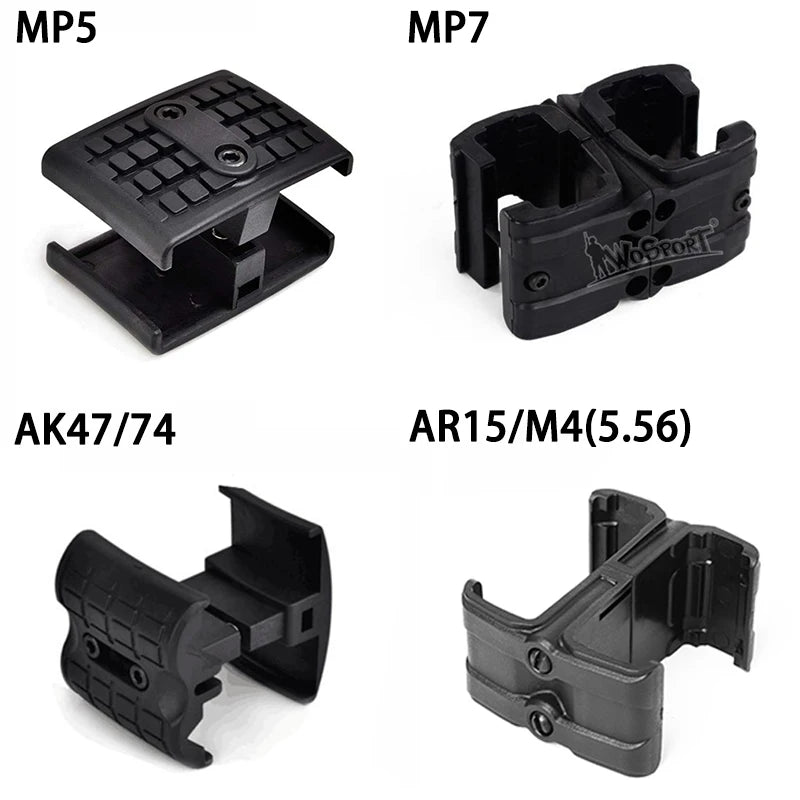 Gun Rifle Charger Magazine Mag Coupler Clip Mag-Link Connector For AK 47 74 MP5 AR 15 M4A1 MP7 5.56MM Airsoft Hunting Accessory