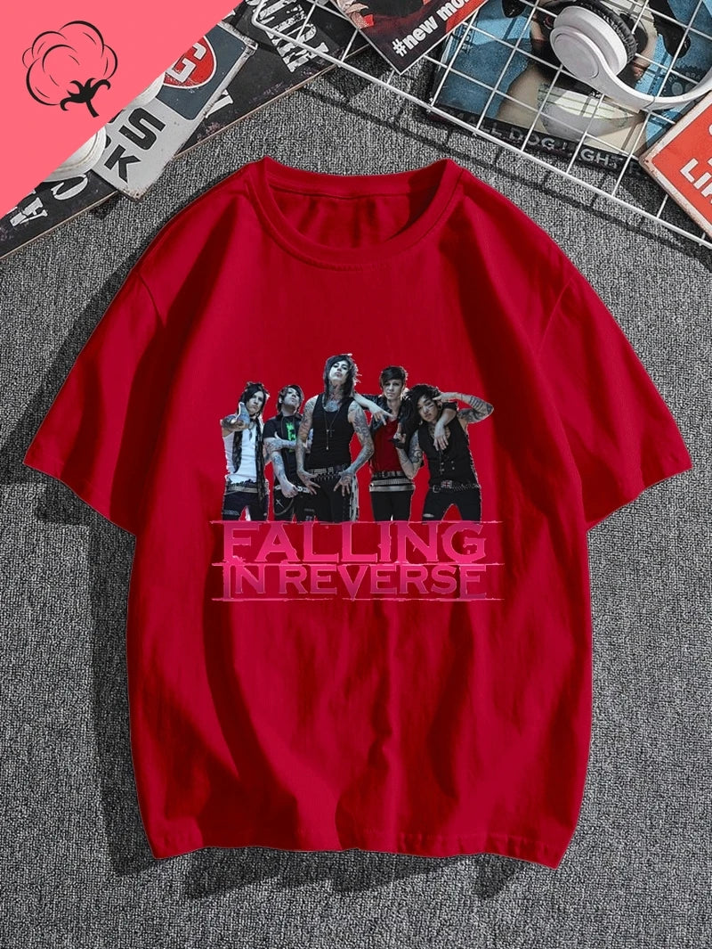 Falling in Reverse Is A Famous Post-hardcore Band Printed T-shirt From The United States,A Classic Punk Rock Style Cotton Tshirt