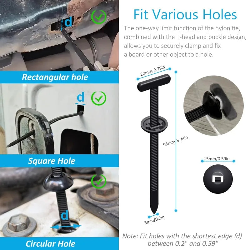 500/1pcs Nylon Cable Ties Buckle Auto Fastener Screw Replacement Clip Car Fenders Trunk Engine Guard Panel Wire Management Tools