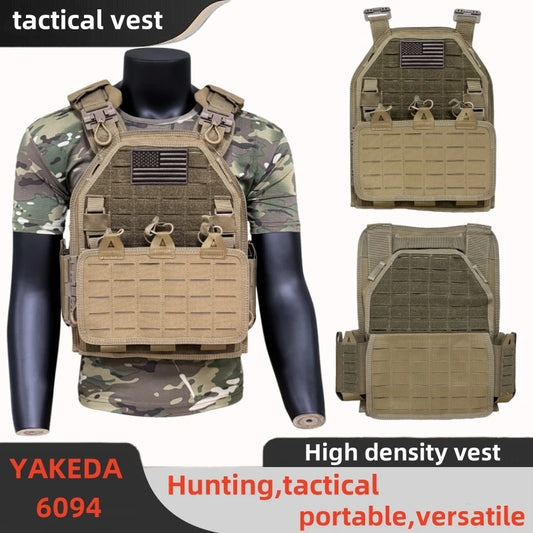 YAKEDA Tactical Vest 6094 - Durable Outdoor Hunting Vest with Molle Webbing, Adjustable Fit, Lightweight for Airsoft & Survival