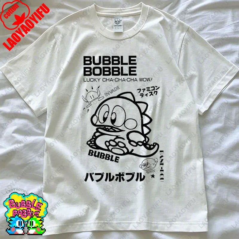 Bubble Bobble Game Graphic T Shirts Gaming Meme Gamer Funny Retro Cult Movie Music Tops Cool Gift Men Woman Cotton Tees T-Shirt