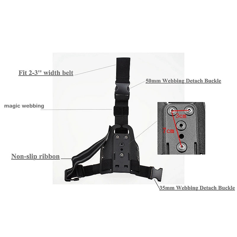 Hunting Gun Accessories Tactical Drop Leg Platform Thigh Holster Paddle Adapter for SIG P226 P220 USP Compact Glock 17