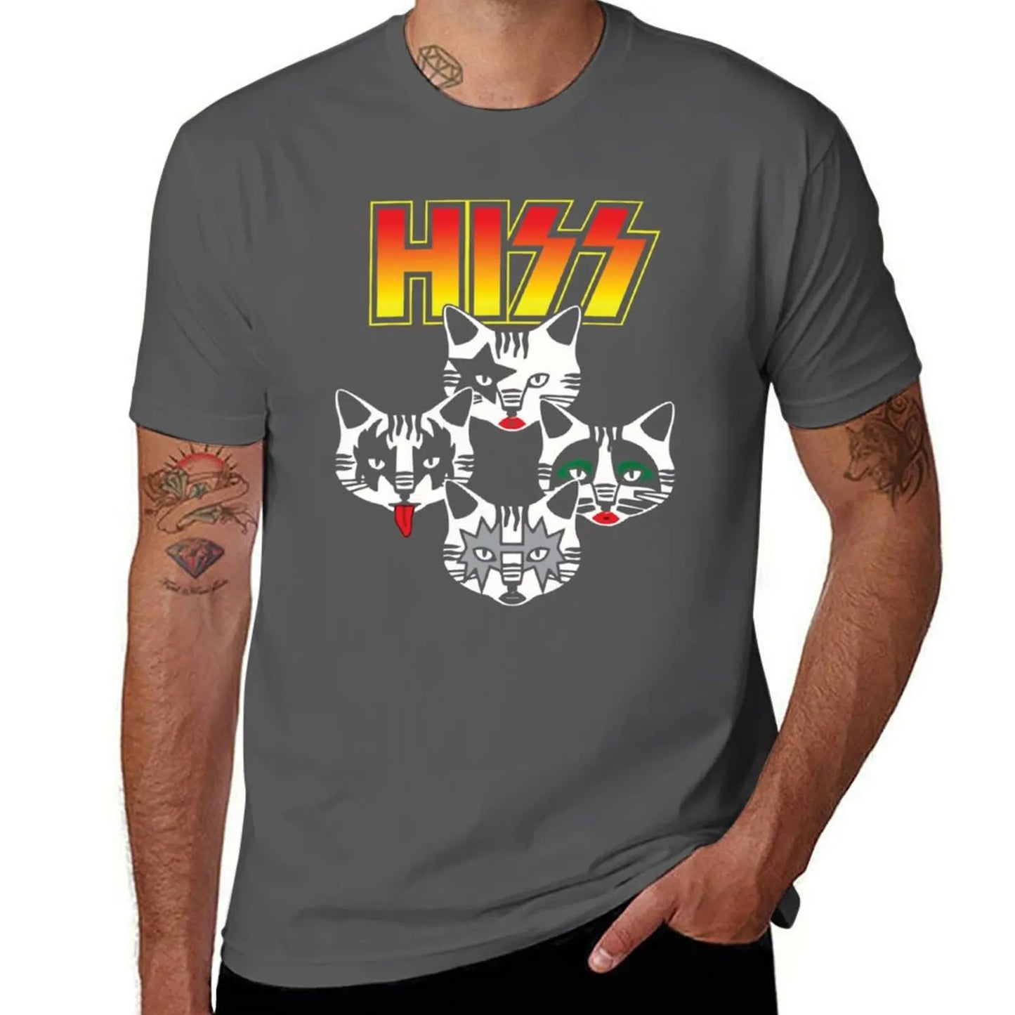 Hiss Cats Band Hiss Funny Cat Kittens Matching Gift Lover Band T-Shirt valentines clothes new edition mens funny t shirts