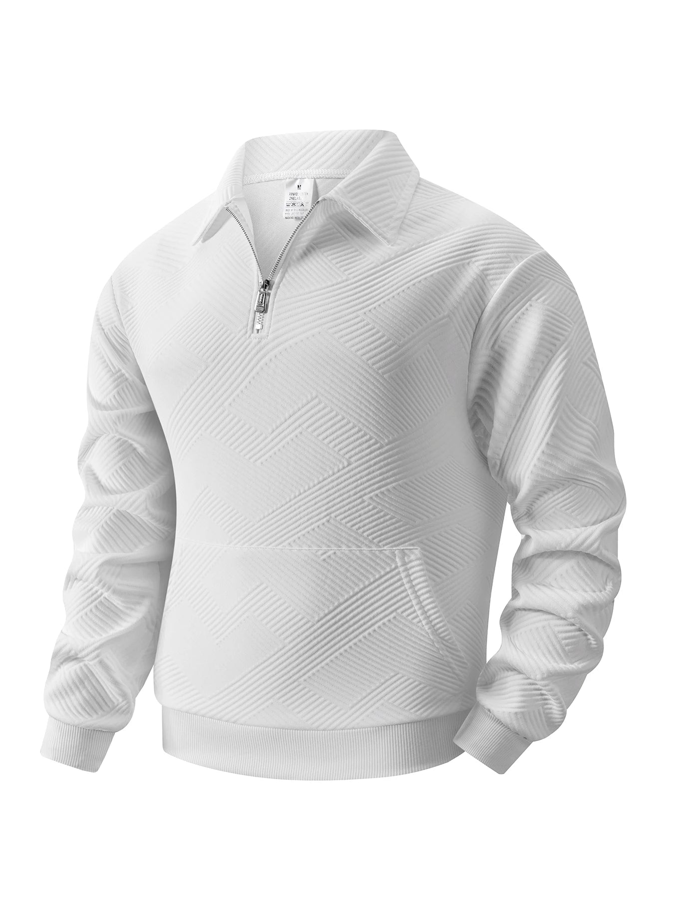 Autumn Men's Casual Sweatshirt Quarter Zip Solid Color Pullover Sweater Outdoor Daily Long Sleeve Polo Turtleneck Male Tops