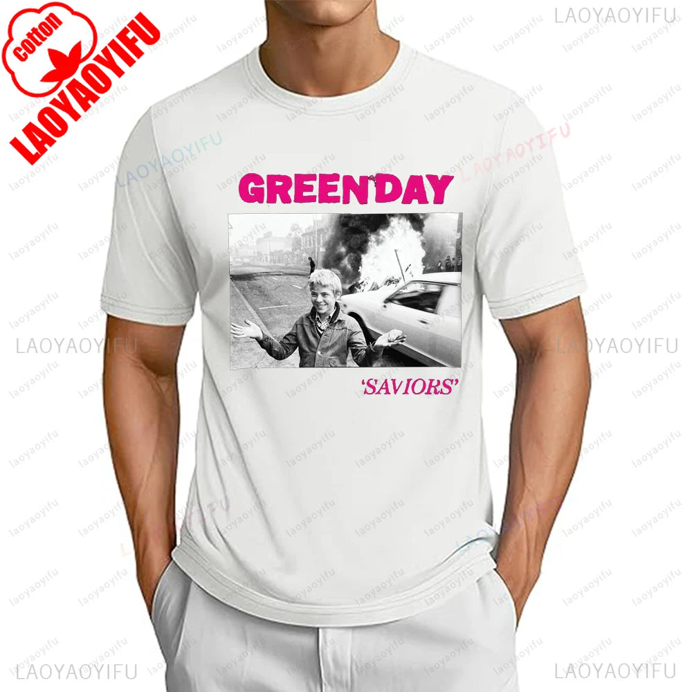 90s 80s Green Day Punk Rock Band Fans T-shirt Hip Hop Casual Fashion Streetwear Women T Shirt Summer Short Sleeve Man Tshirt