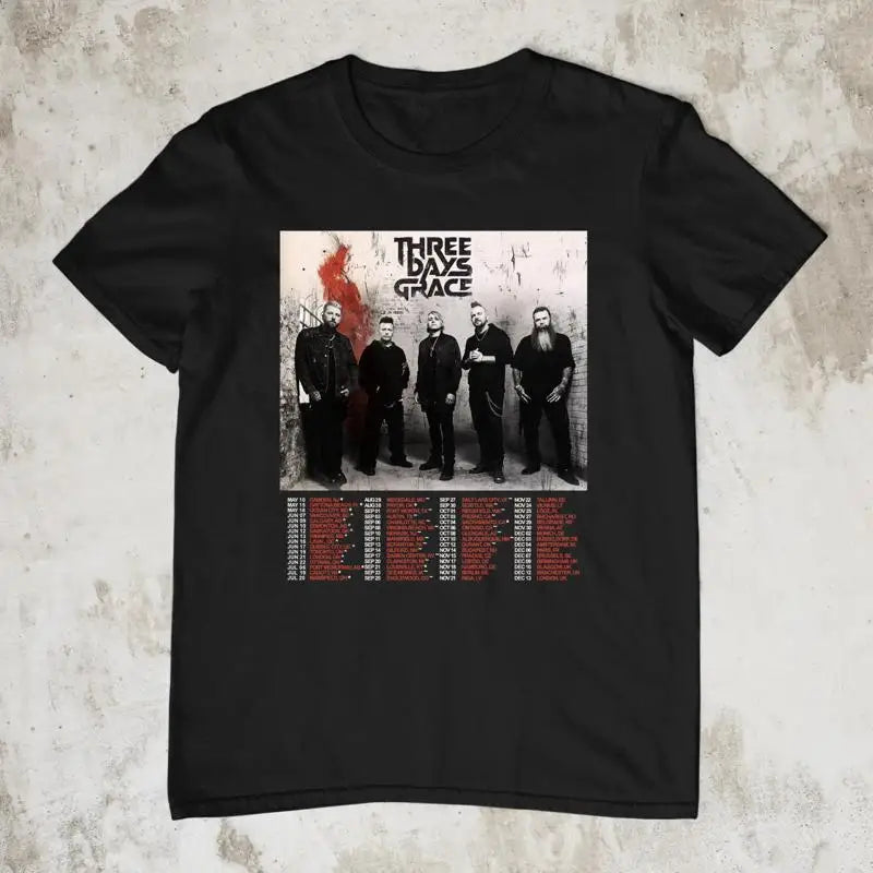 Three Days Grace Tour 2025 Music Retro T Shirt Black All Size S-5Xl