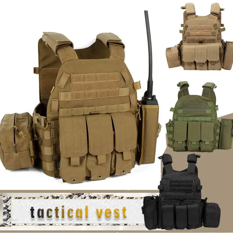 6094 Military Tactical Vest Body Armor Combat Army CS Gear Hunting Plate Carrier Airsoft Accessories Wargame Pouch Molle Vest