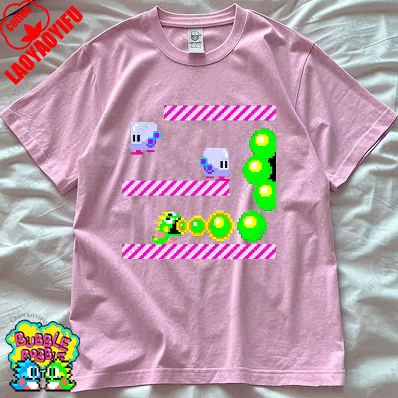 Bubble Bobble Game Graphic T Shirts Gaming Meme Gamer Funny Retro Cult Movie Music Tops Cool Gift Men Woman Cotton Tees T-Shirt