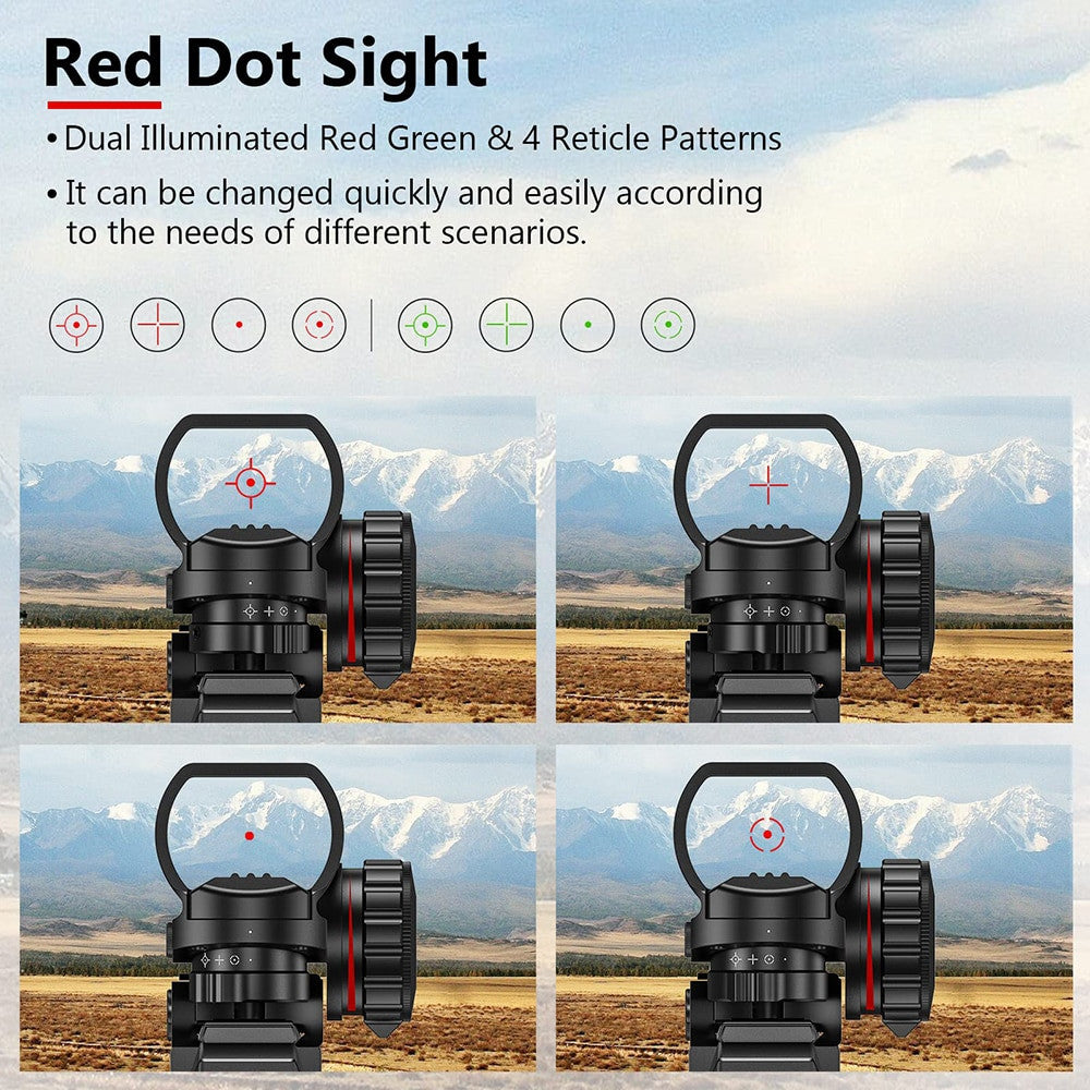 4-12x50EG Tactical 3 in 1 Scopes Red Green Laser Sight Airsoft Rifle Combo