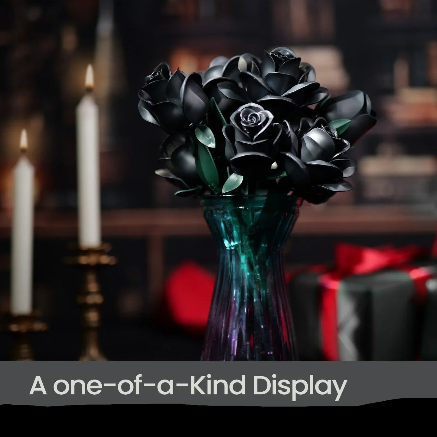 Dark Kiss Black Rose Bouquet Building Block Set