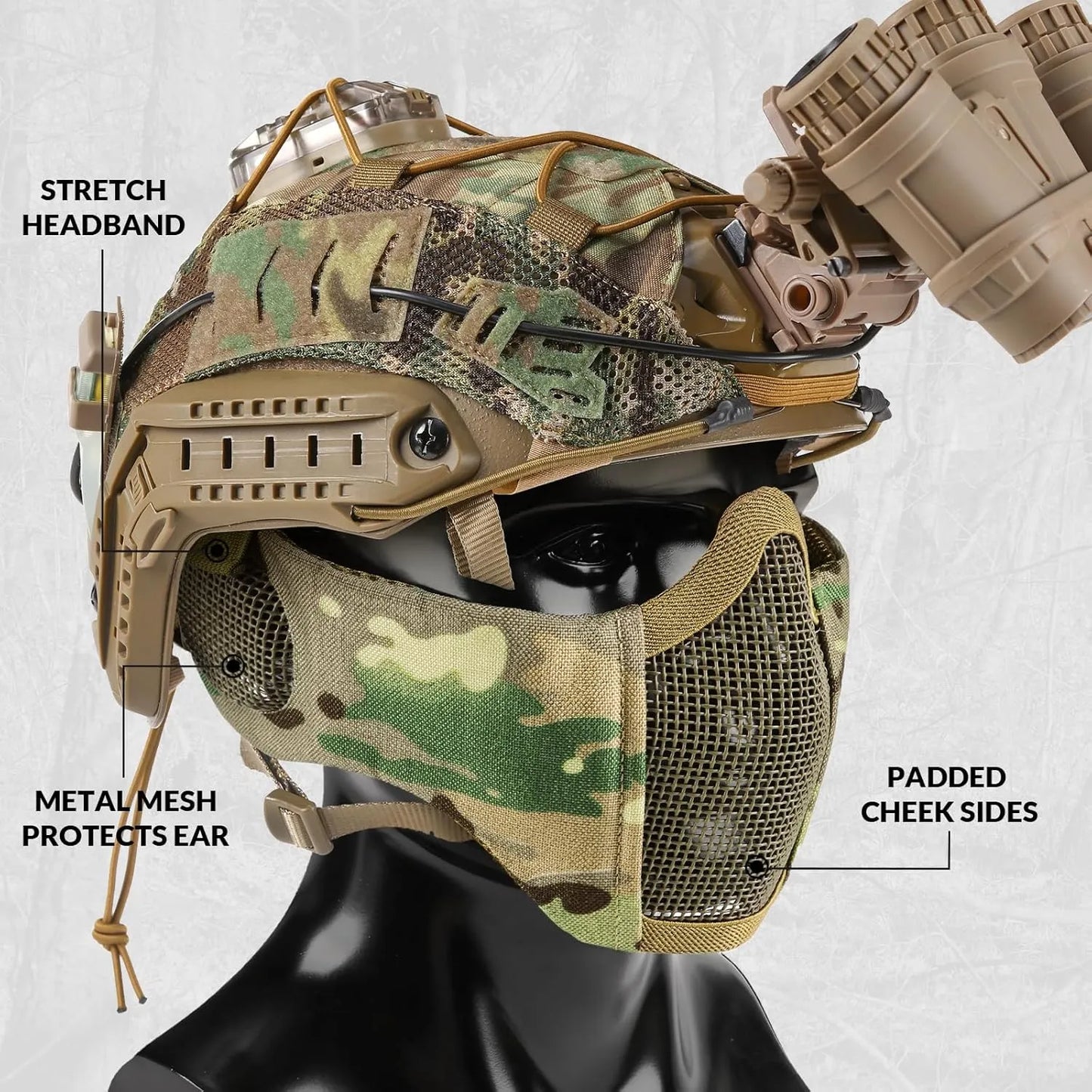 Votagoo Airsoft Mesh Mask Tactical Foldable Half Mesh Mask-2