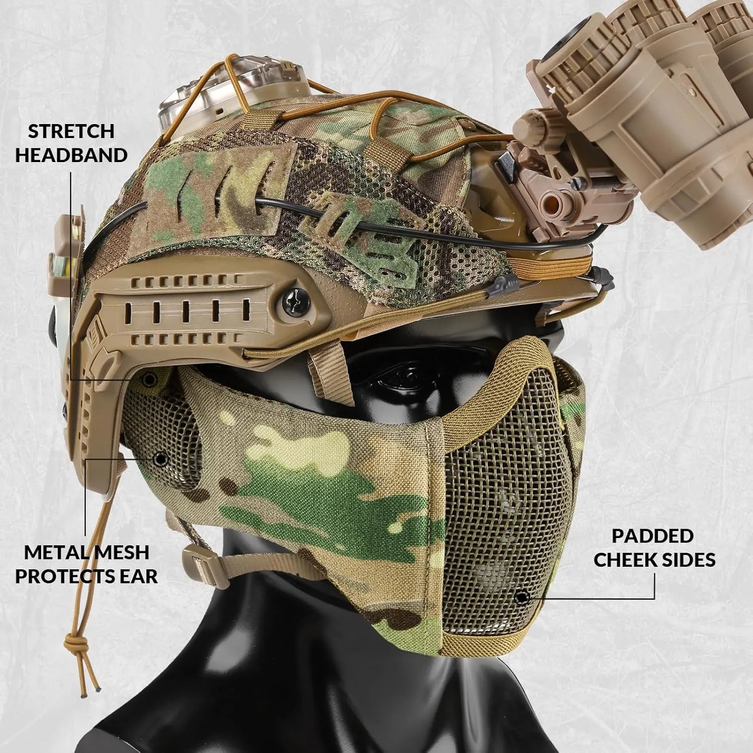 Votagoo Airsoft Mesh Mask Tactical Foldable Half Mesh Mask-2