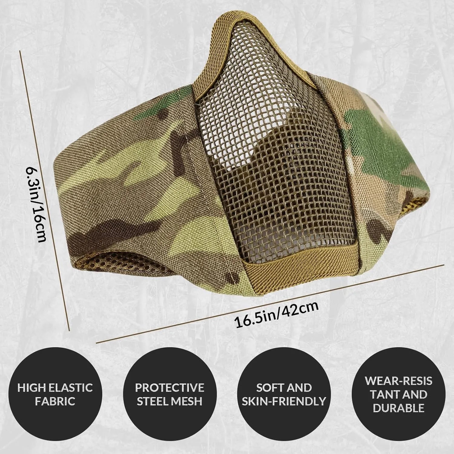 Votagoo Airsoft Mesh Mask Tactical Foldable Half Mesh Mask-3