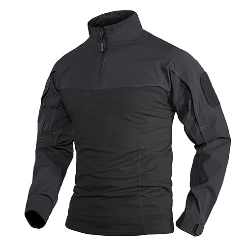 Military Assault T-shirts Mens Long Sleeve Crew-Neck Airsoft Tactical T-shirts Elastic Hunting Shooting Tops Tees M-5XL-8