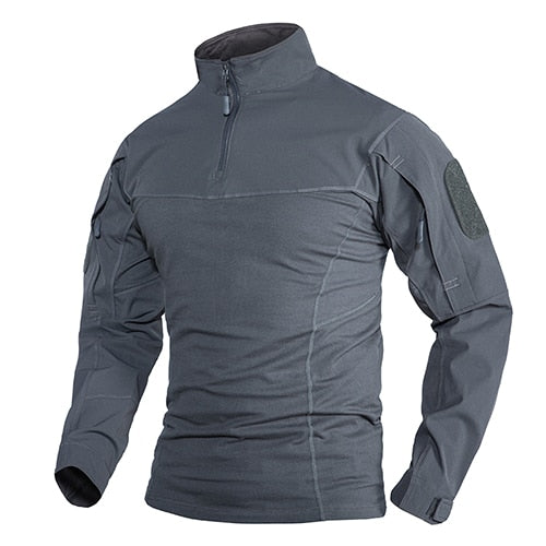 Military Assault T-shirts Mens Long Sleeve Crew-Neck Airsoft Tactical T-shirts Elastic Hunting Shooting Tops Tees M-5XL-4