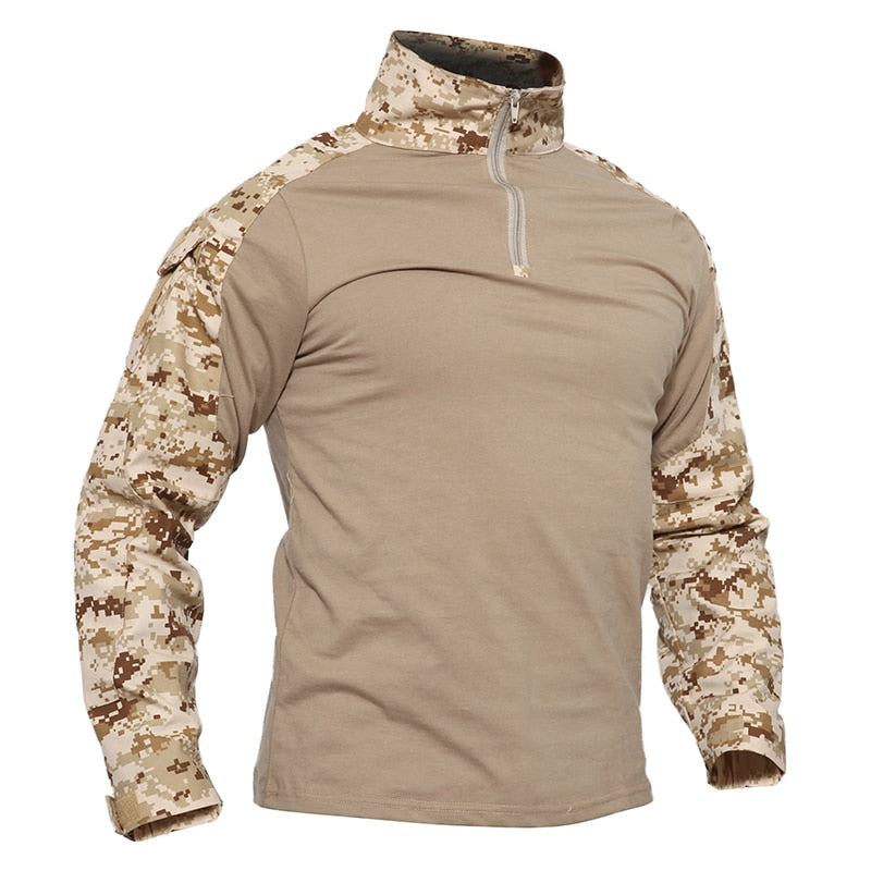 T-shirts Men Camouflage Tactical Combat T-shirts Long Sleeve Military Army tshirts Multicam Airsoft Paintball Top Tees-0
