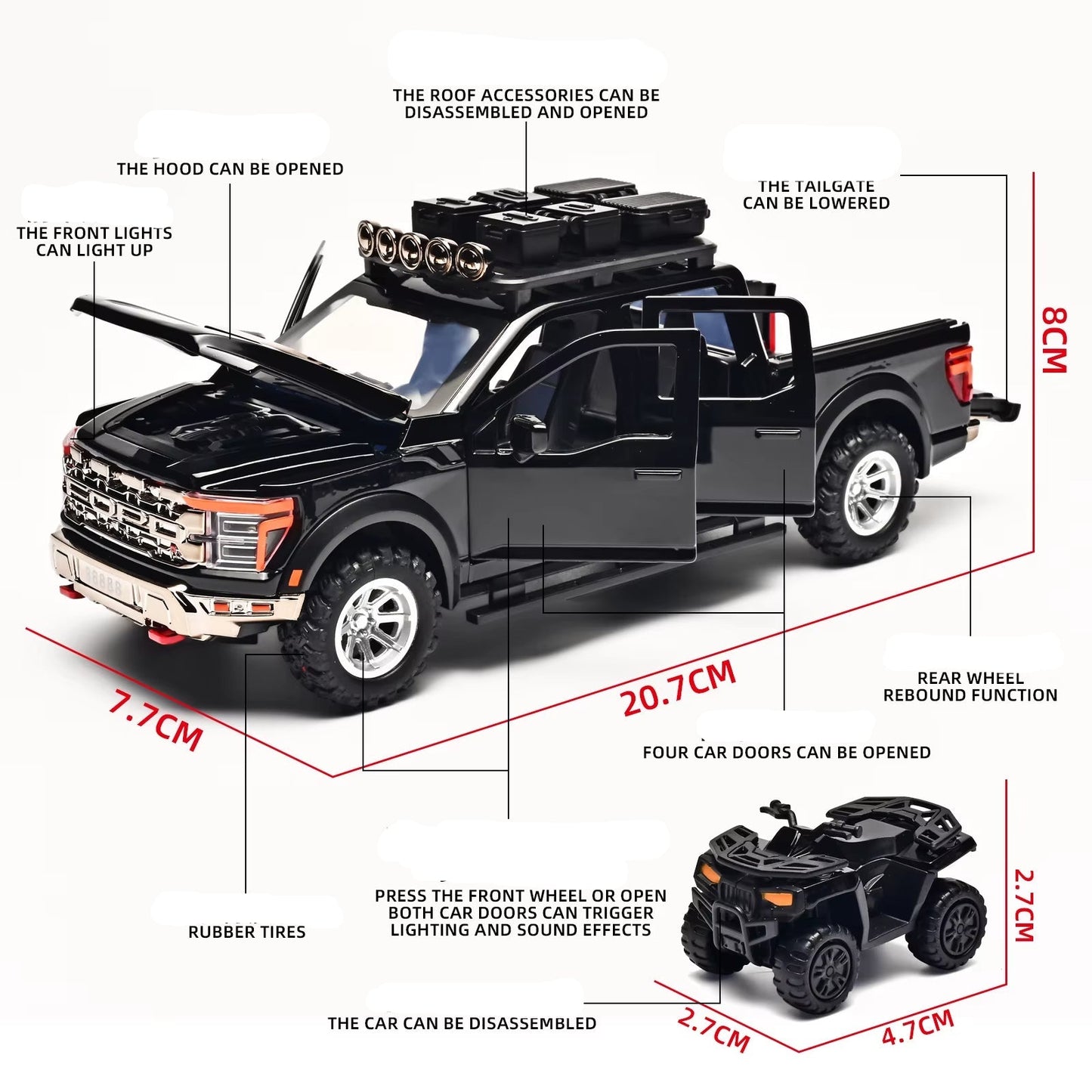1:24 Replica F150 Off Road Pickup Diecast Alloy Car Model