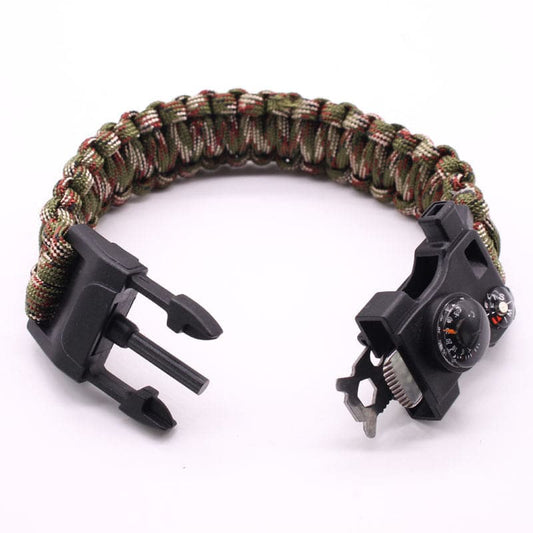 5 in 1 Tactical Paracord Survival Bracelet with Flint Whistle Compass Scraper