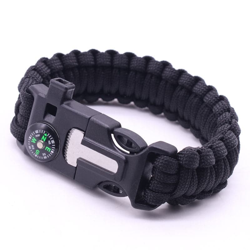 5 in 1 Tactical Paracord Survival Bracelet with Flint Whistle Compass Scraper