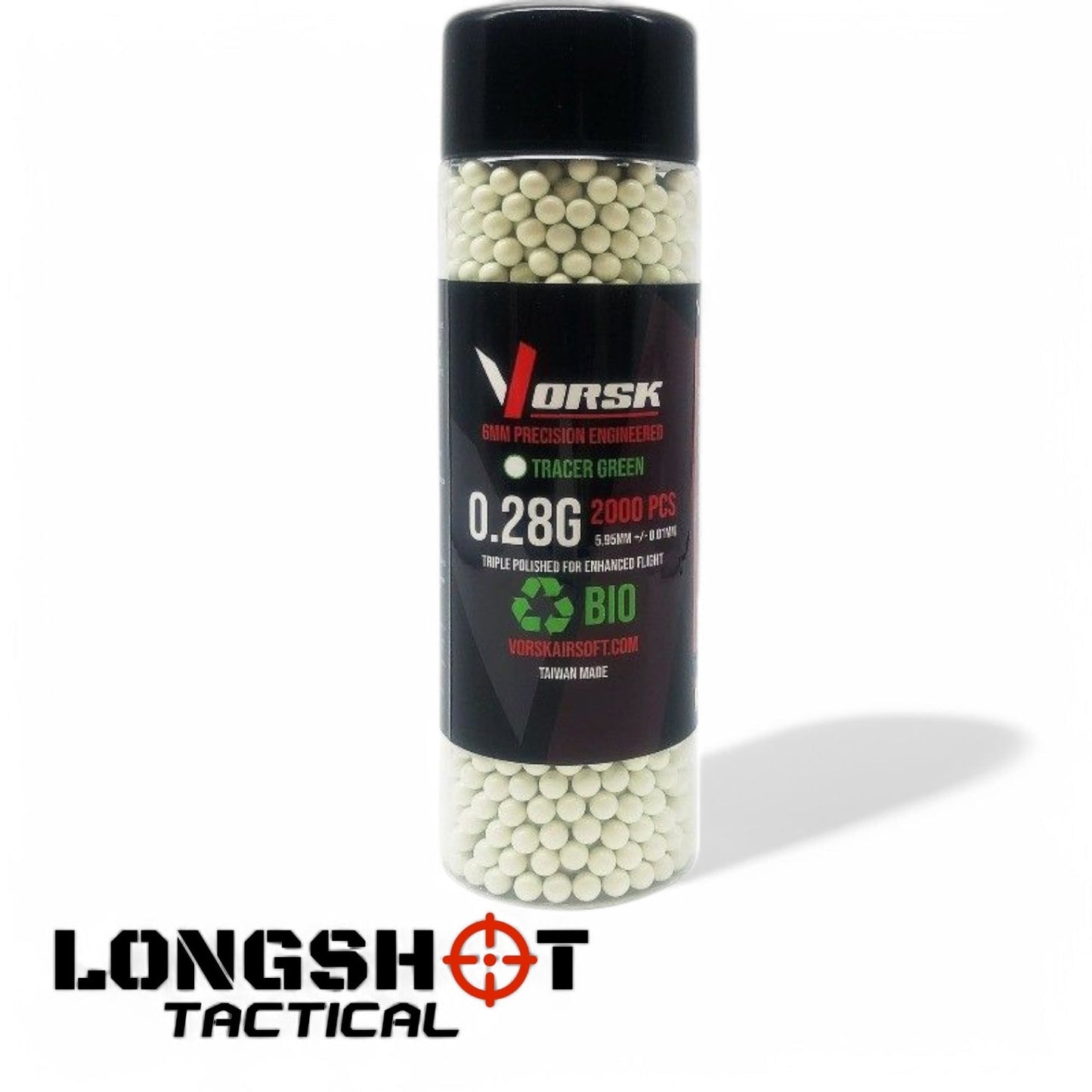 VORSK Bio Tracer Green Airsoft BBs 0.28g 2000rd Bottle